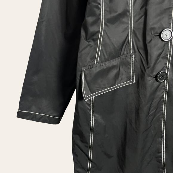 Vintage Dollhouse Black Contrast Stitching Long Coat Size Medium - Picture 4 of 7